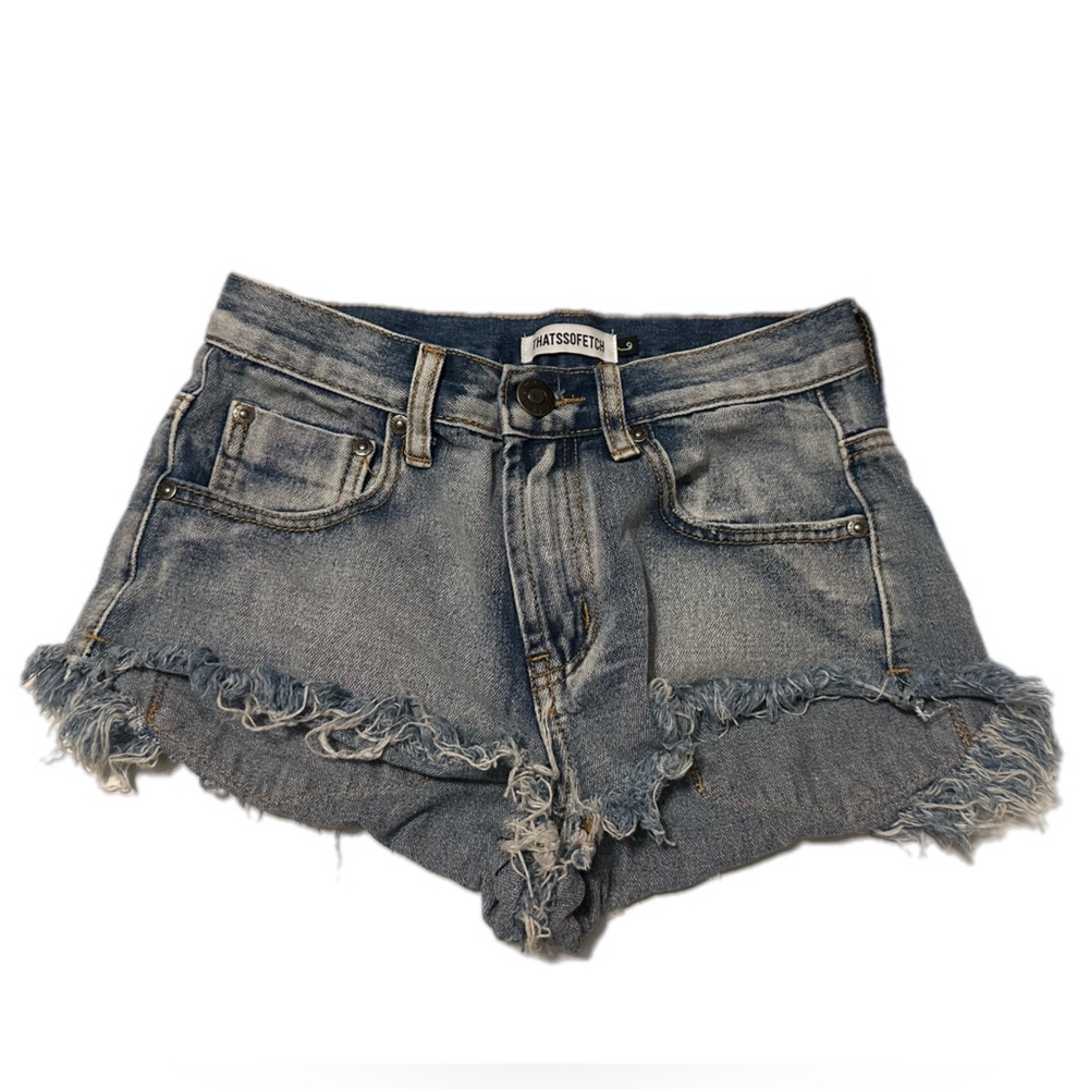 Matisse Washed Blue Frayed Denim Cutoff Shorts